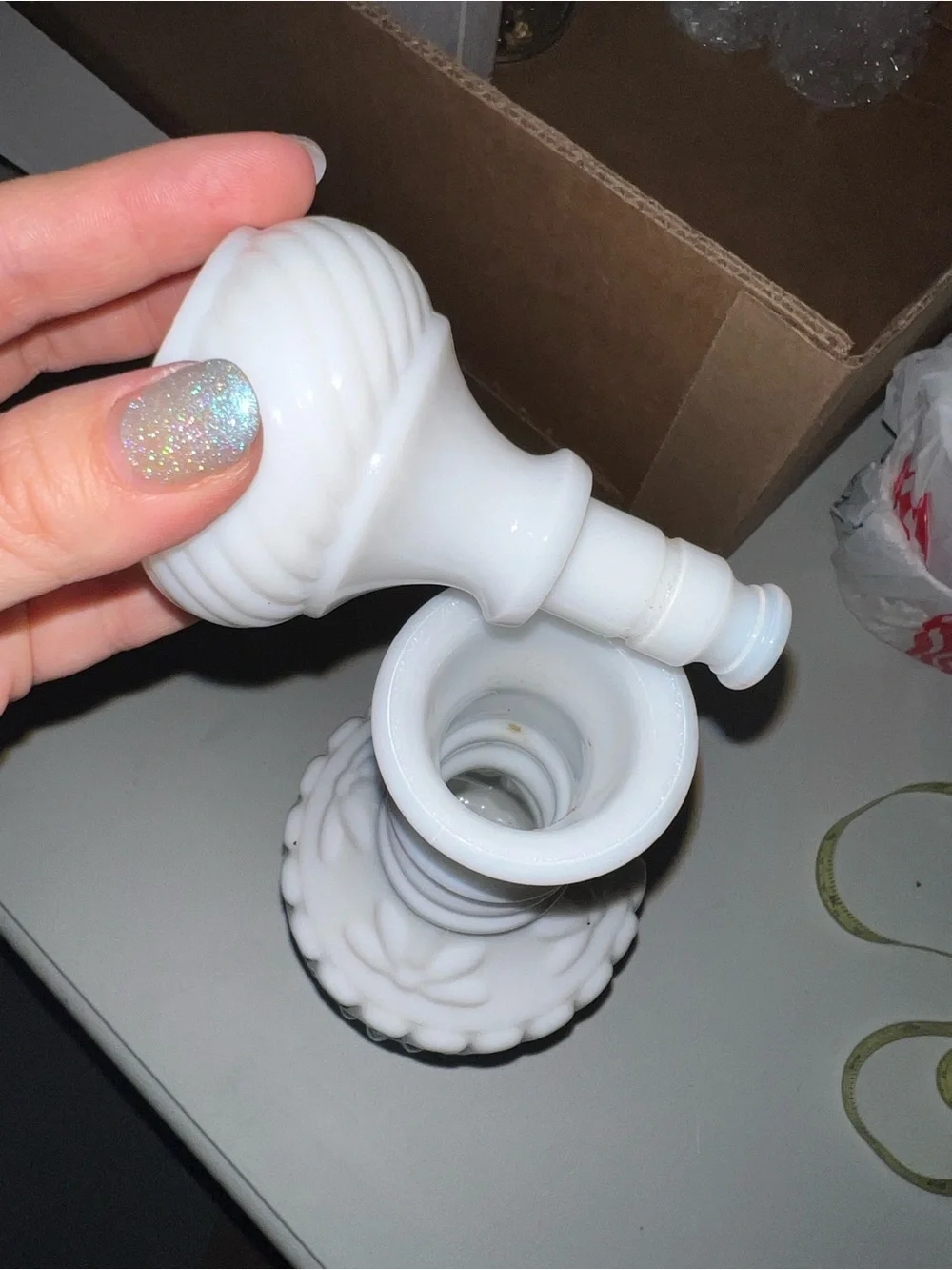 Vintage Jim Beam white milk glass decanter bottle